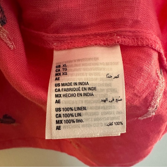 Charter Club Luxury Women's 100% Linen Flight Pattern Blouse in magenta XL - Picture 8 of 9